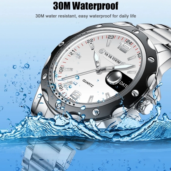 Mens Classic Business Stainless Steel Watch Quartz movement Luminous Waterproof - Picture 4 of 10